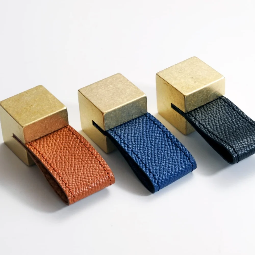Brass Square leather Handle - Kanaete(カナエテ) - アイデアをカタチ
