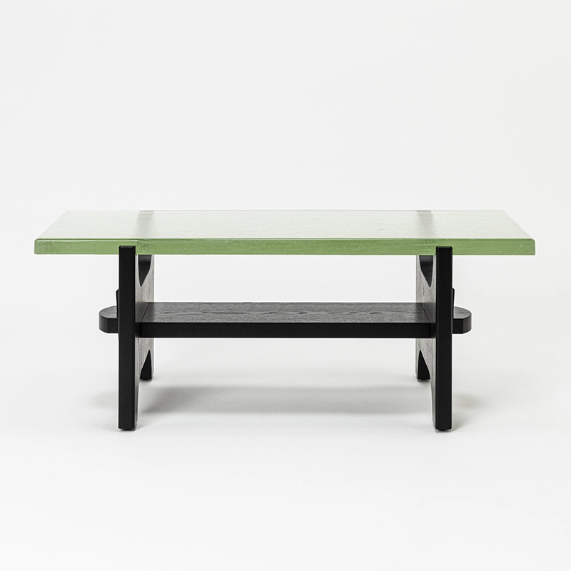 RECYCLED GLASS LOW TABLE WOOD LEG_W.900 - Kanaete(カナエテ