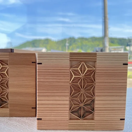 組子細工　ティッシュケース　麻の葉文様 受注制作」組子細工のティッシュケース(麻ノ葉) ティッシュ