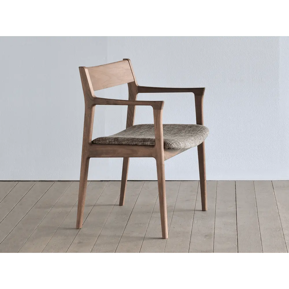 専用Kanademonoファブリック ラウンドチェア アーム付き グレー① FabricArmchair_Charcoalgray_04